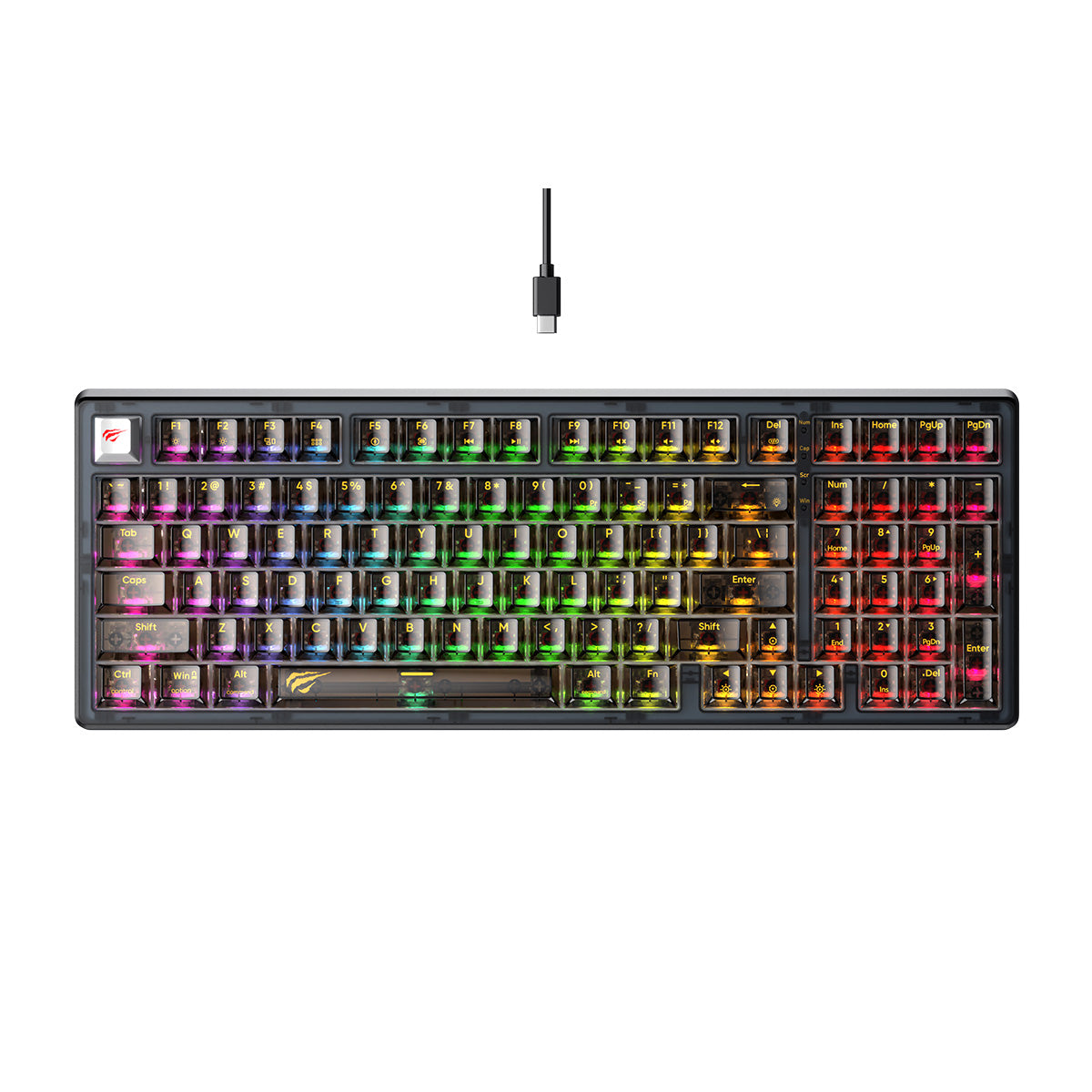 HAVIT KB875L Fully Transparent Backlit Mechanical Gaming Keyboard